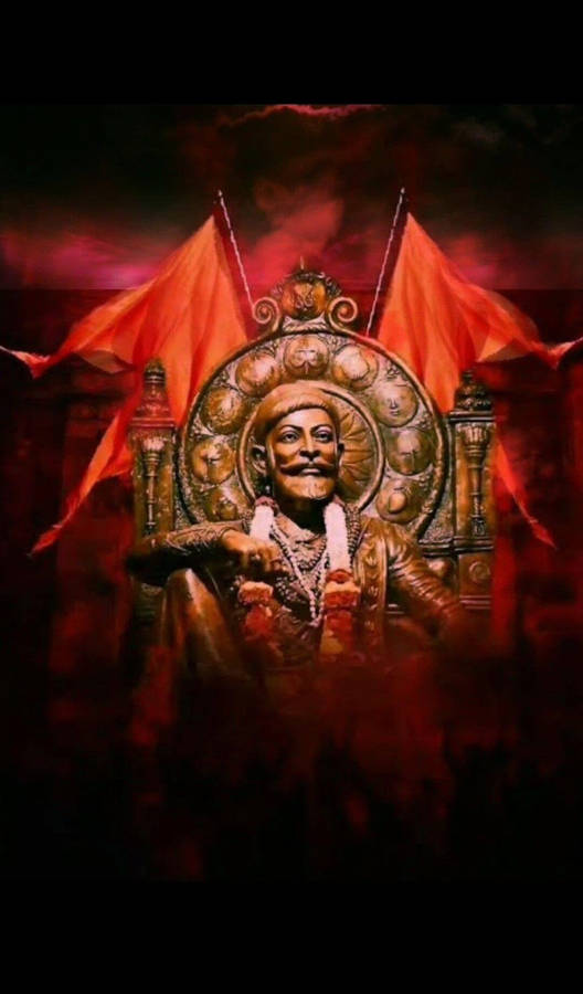 Shivaji Maharaj With Flags Wallpaper