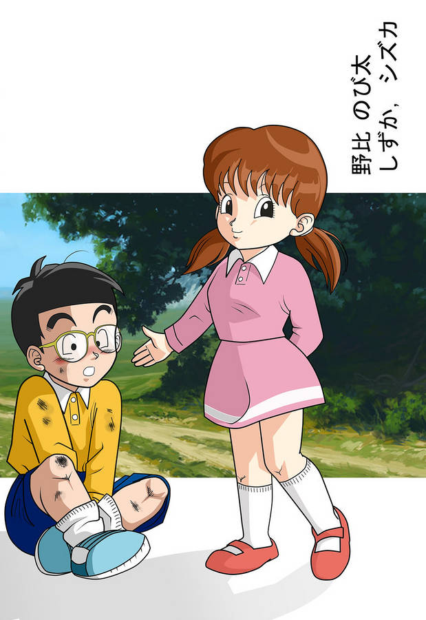 Shizuka Helps Nobita Hd Art Wallpaper