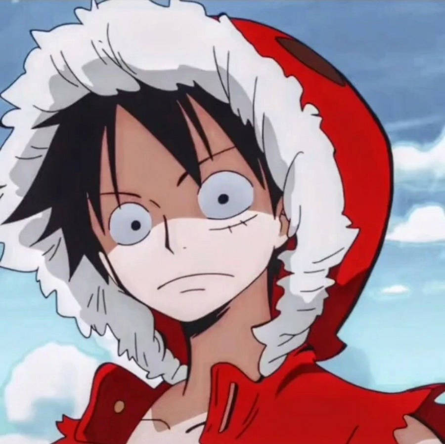 Shocked Luffy Pfp Heart Of Gold Outfit Wallpaper