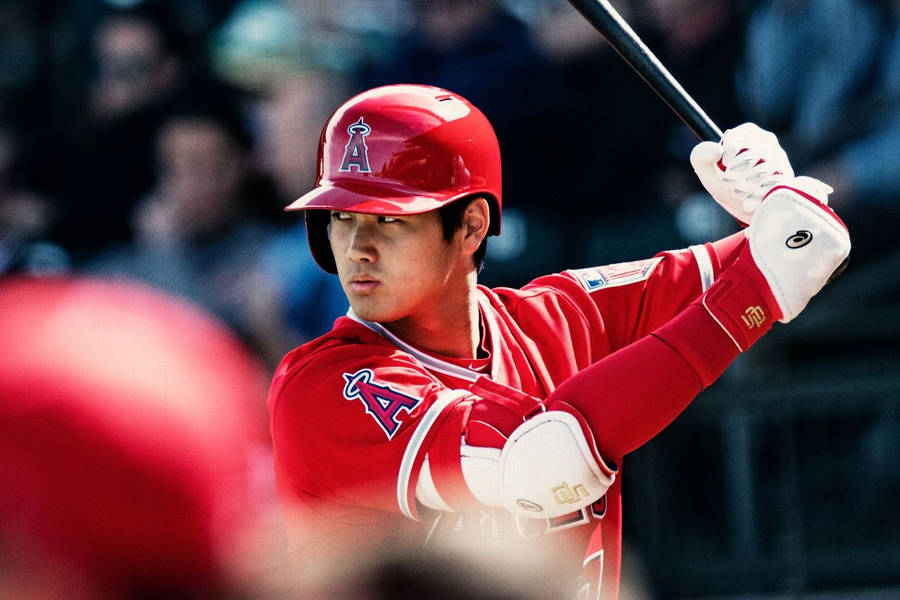 Shohei Ohtani Batting In Action Wallpaper