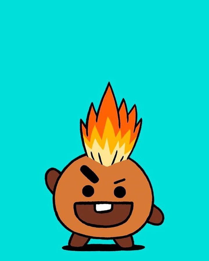 Shooky Bt21 On Fire Wallpaper