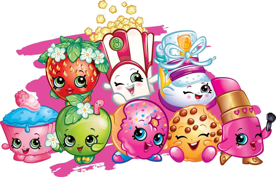 Shopkins Dash Characters White Background Wallpaper