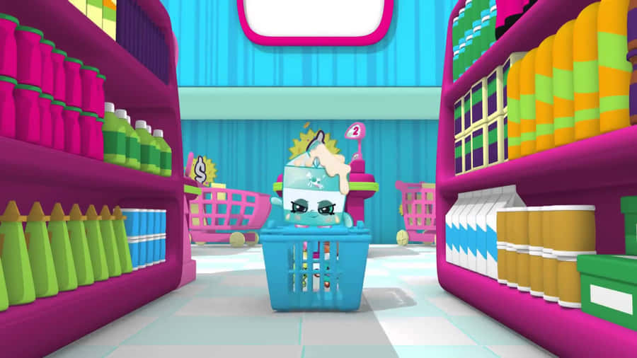 Shopkins In Blue Grocery Cart Wallpaper