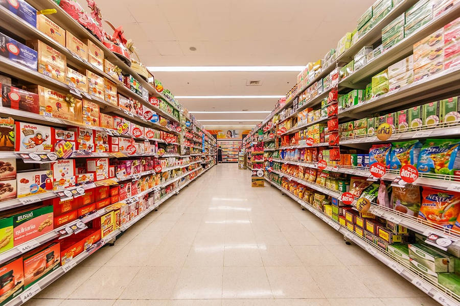Shopping Grocery Display Wallpaper