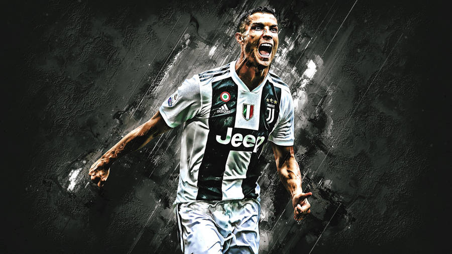 Shouting Cr7 3d Black Background Wallpaper