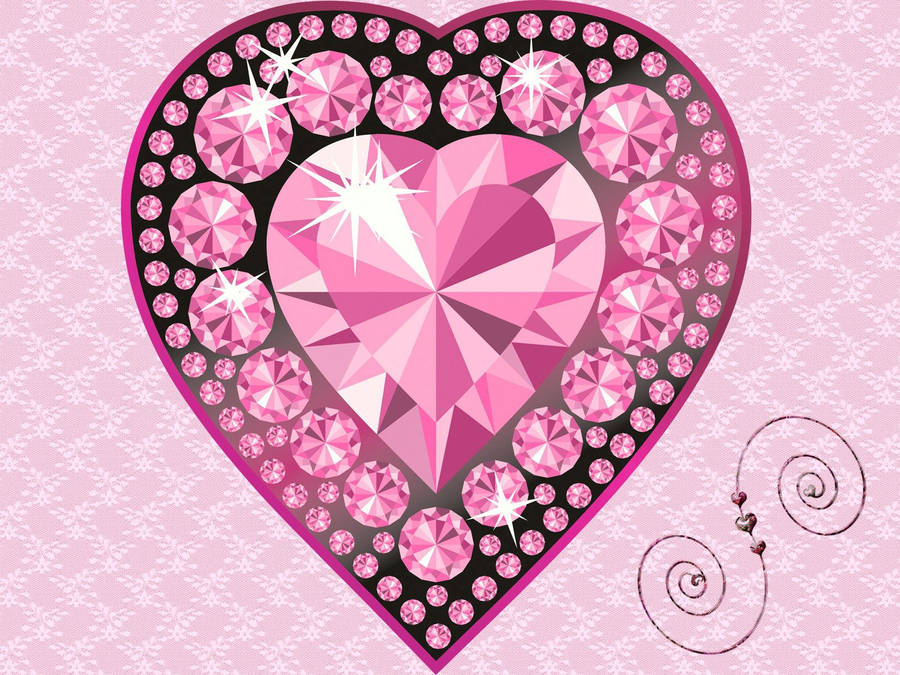 Show Your Love With A Pink Glitter Diamond Heart Wallpaper