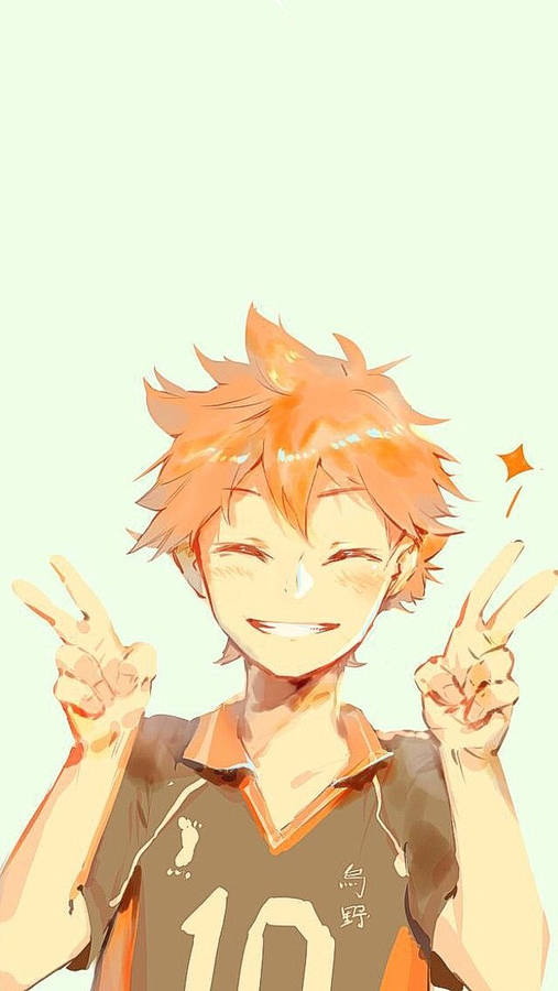 Shoyo Hinata Peace Sign Wallpaper