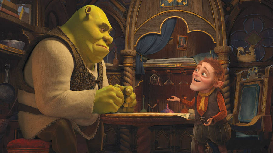 Shrek Forever After Shrek Talking With Rumpelstiltskin Wallpaper