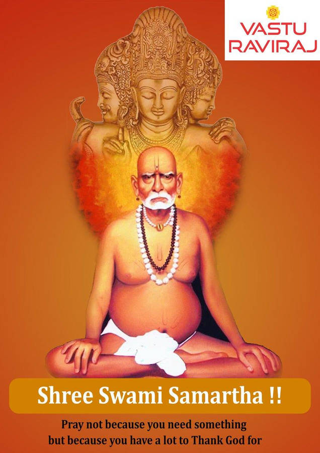 Shri Swami Samarth And Dattatreya On Orange Background Wallpaper