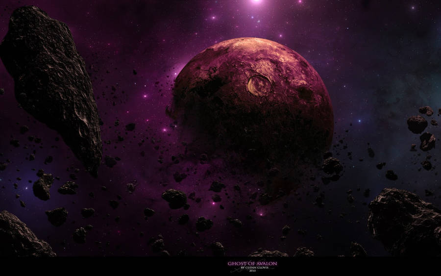 Shuttered Purple Galaxy Moon Wallpaper