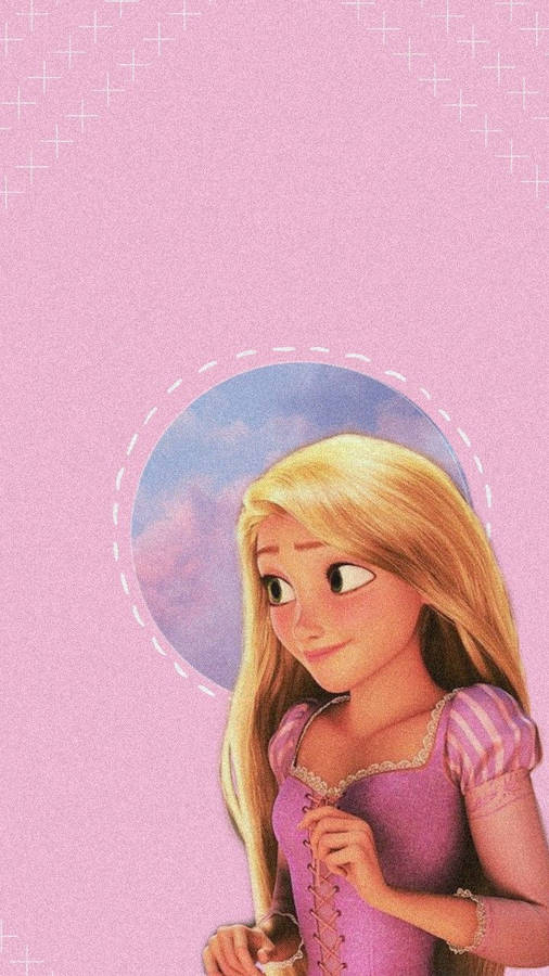 Shy Princess Rapunzel Among Flowers Wallpaper