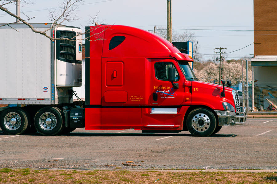 Side View Red Truck Wallpaper