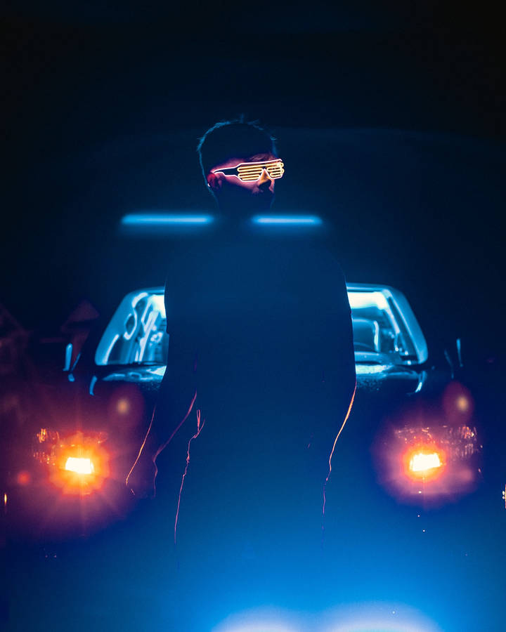 Silhouette And Neon Blue Iphone Wallpaper