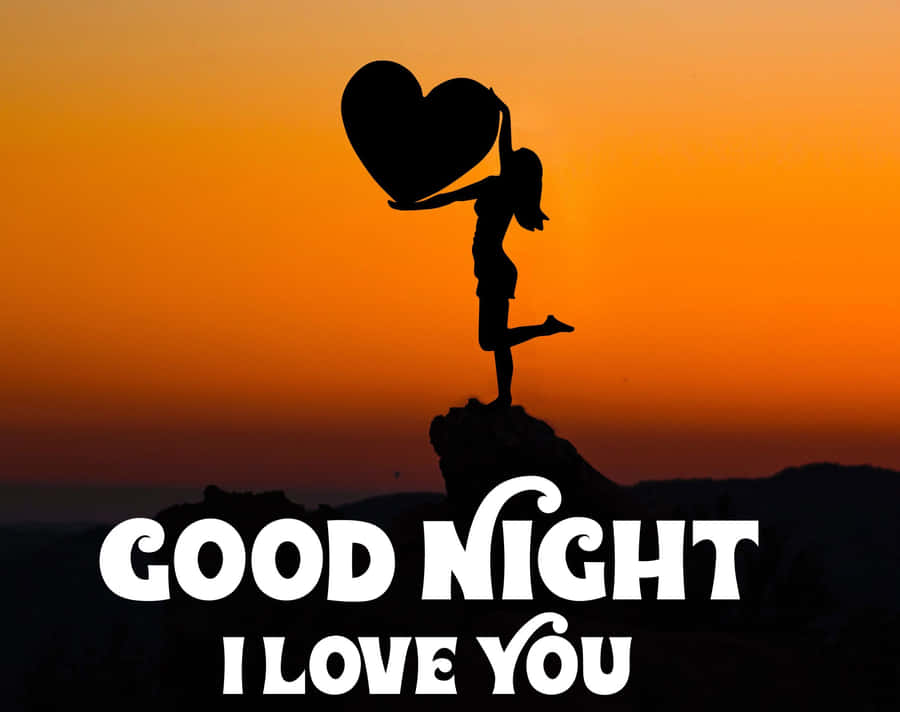 Silhouette Love Heart Sunset Goodnight Wallpaper