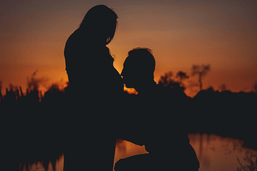 Silhouette Sunset Proposal Wallpaper
