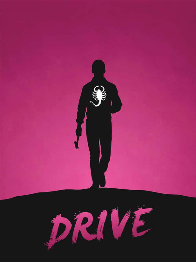 Silhouetted Figure Drive Movie Poster Wallpaper