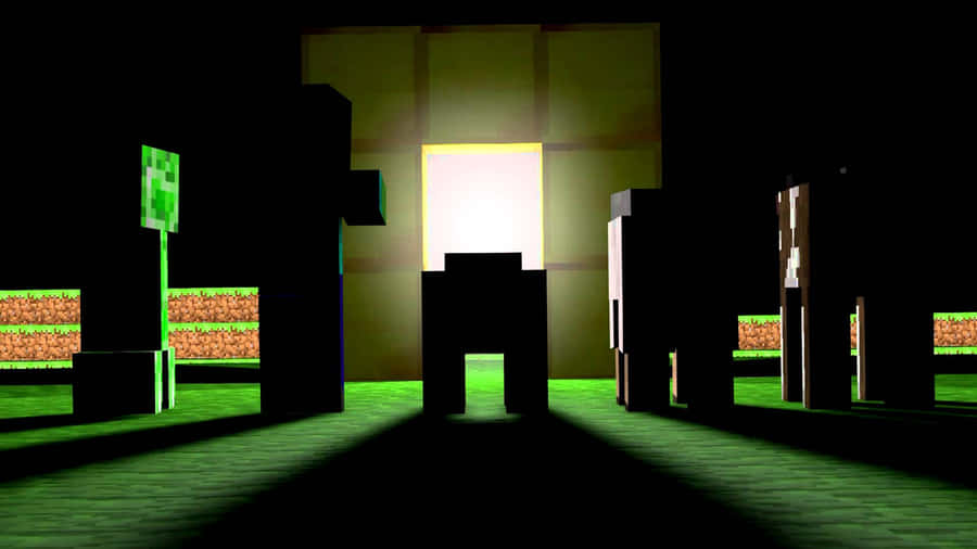 Silhouetted Minecraft Mobs Wallpaper