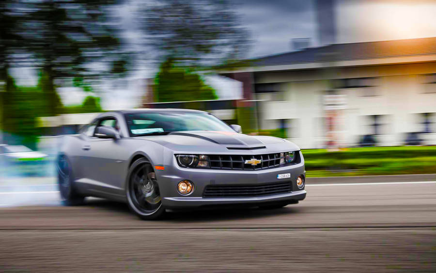 Silver Camaro Muscle Cars Drift Wallpaper