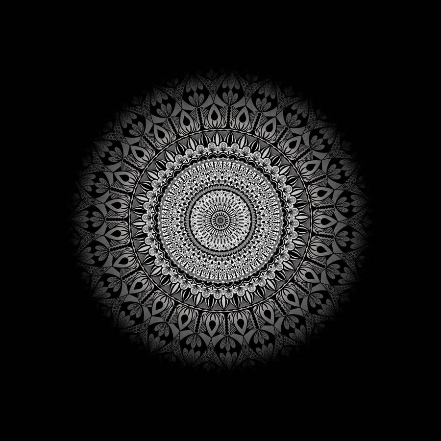 Silver Circle Tribal Black Pattern Wallpaper