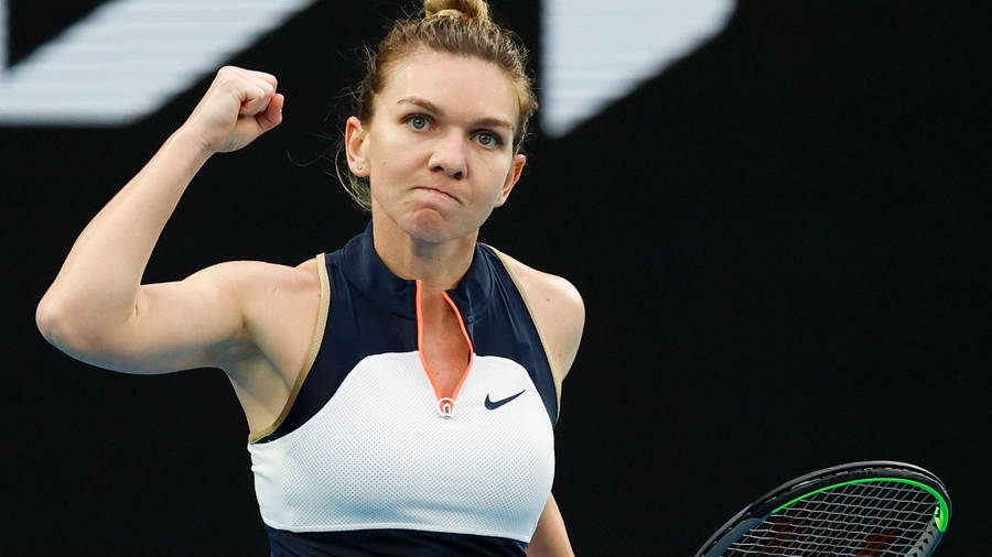 Simona Halep Raised Fist Wallpaper