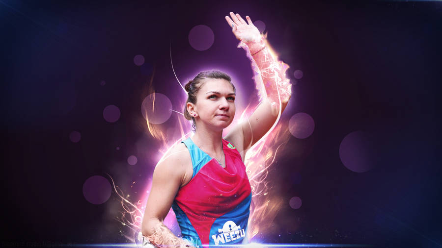 Simona Halep Waving Her Hand Wallpaper