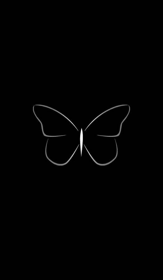 Simple Black Butterfly With White Outline Wallpaper