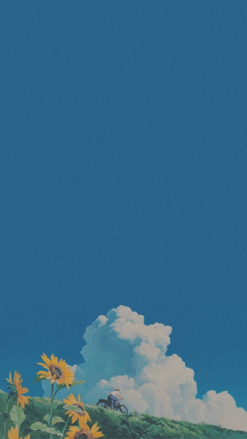 Simple Blue Aesthetic Anime Wallpaper