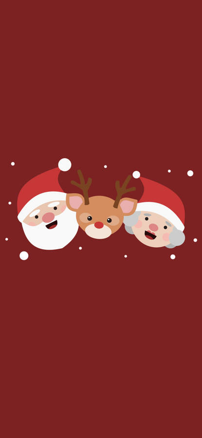 Simple Christmas Reindeer And Santa Claus Wallpaper