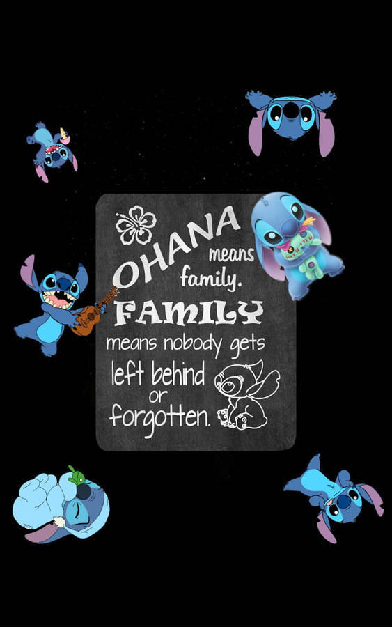 Simple Gray Stitch Ohana Quote Wallpaper