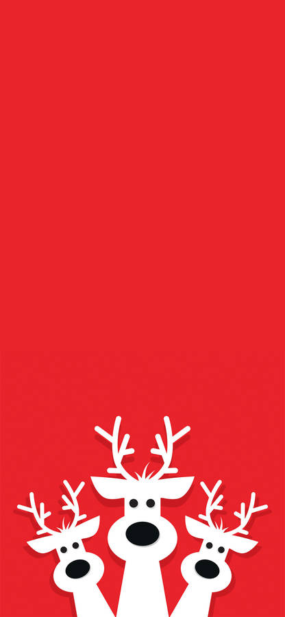 Simple Red Christmas Reindeers Wallpaper