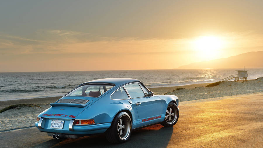 Singer Porsche At Beach Shore Wallpaper