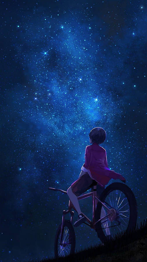 Single Boy Dark Sky And Stars Wallpaper