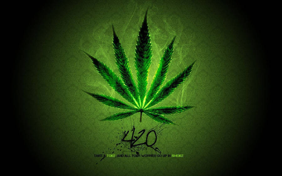 Single Glowing Weed Leaf Wallpaper