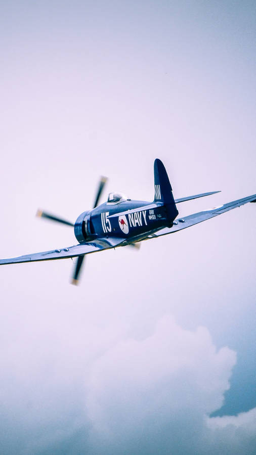 Single Propeller Navy Airplane Iphone Wallpaper