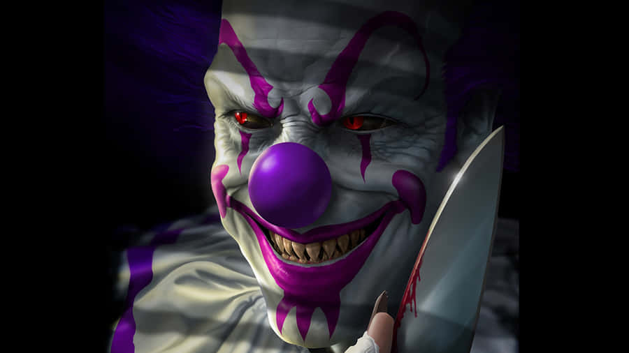 Sinister Clownwith Knife Wallpaper