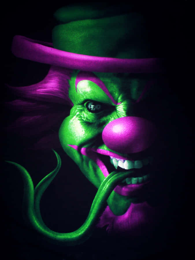 Sinister Green Clown Artwork Wallpaper