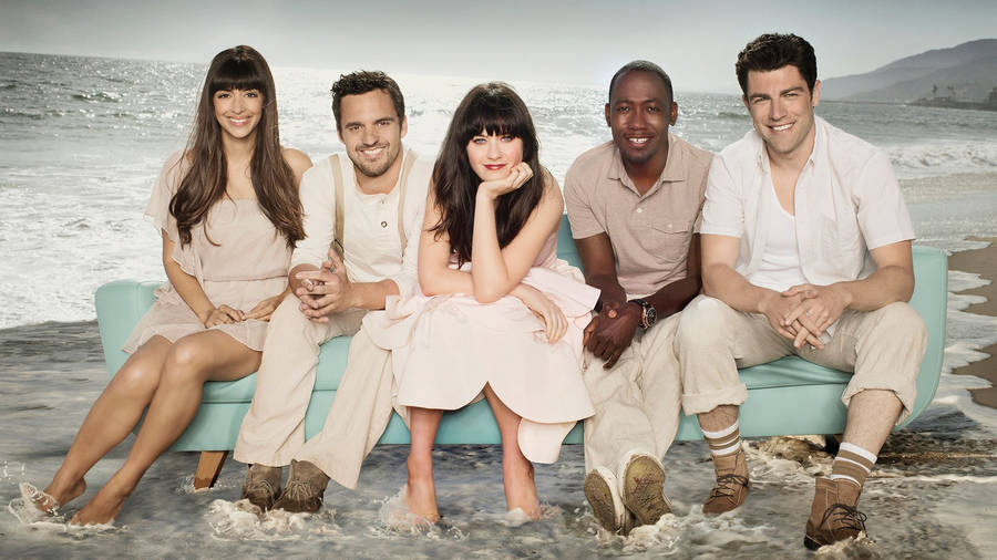 Sitcom New Girl Cast At The Beach Wallpaper