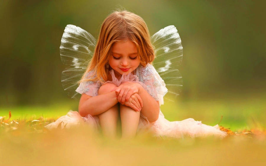 Sitting Fairy Girl Alone Wallpaper