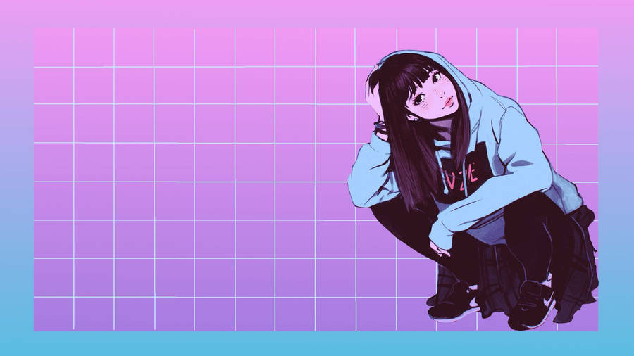 Sitting Girl Cute Aesthetic Wallpaper