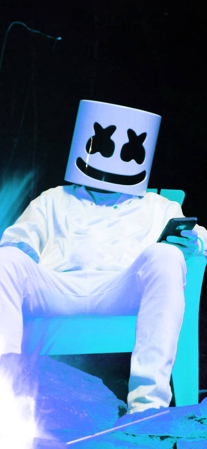 Sitting Marshmello Hd Iphone Wallpaper