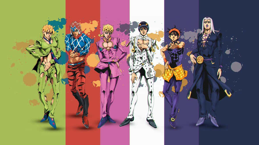 Six Golden Wind In Jojo Manga Wallpaper