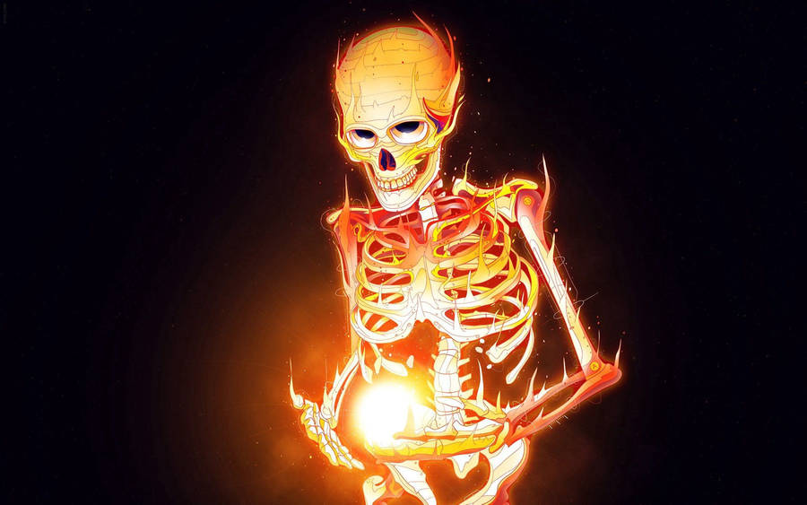 Skeleton Ball Of Fire Wallpaper