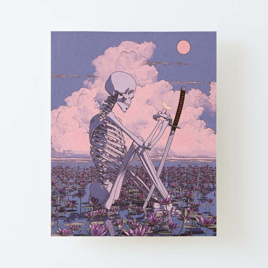 Skeleton Painter Tired Aesthetic Wallpaper