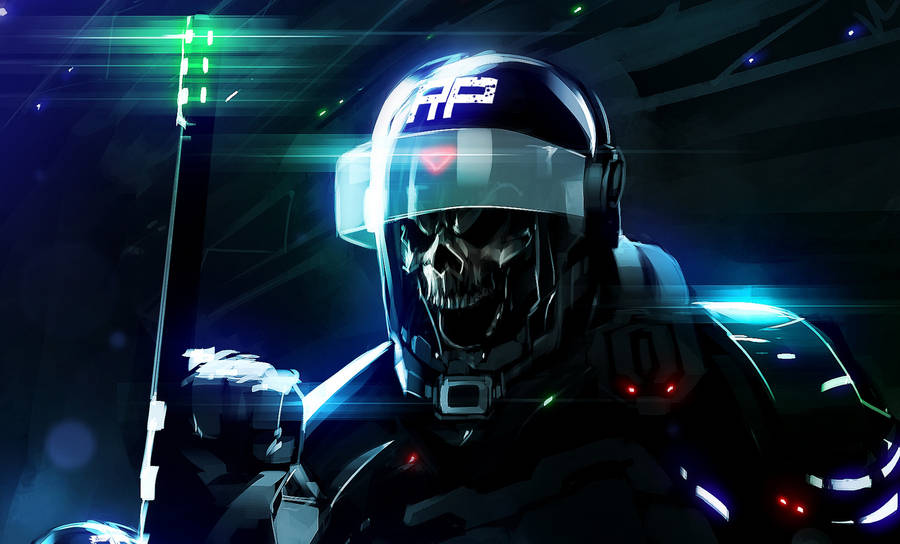 Skeleton Player Wearing Helmet Wallpaper