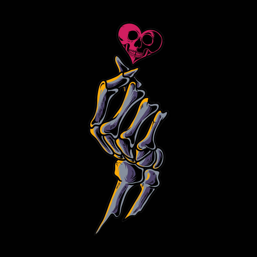 Skeleton Saranghae Finger Heart Wallpaper