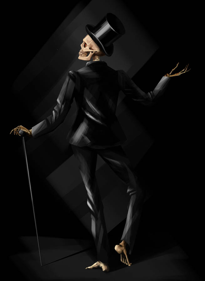 Skeleton With Top Hat Wallpaper