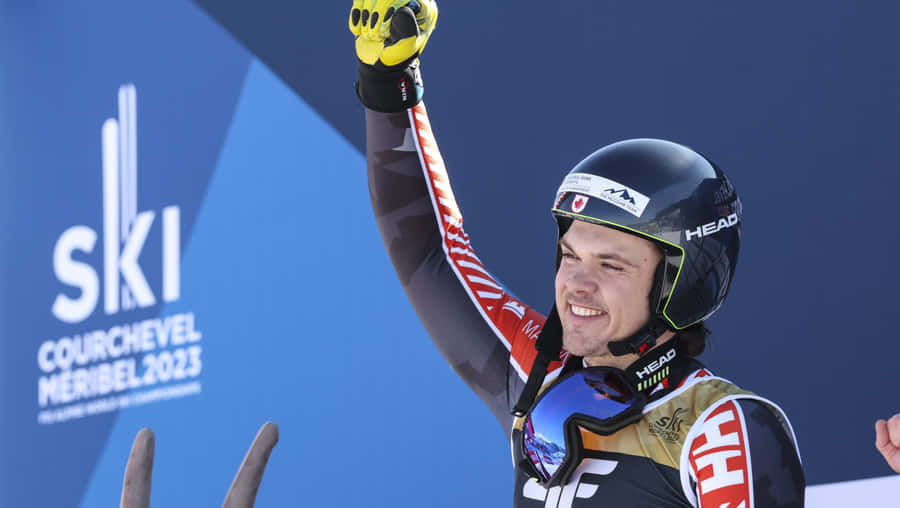 Ski Champion Celebration Courchevel2023 Wallpaper