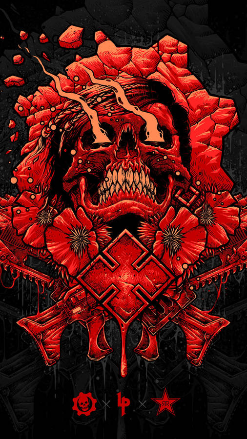 Skull Abstract Gears 5 Phone Wallpaper