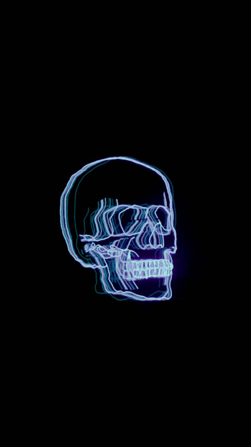 Skull Neon Aesthetic Dark Blue Hd Wallpaper