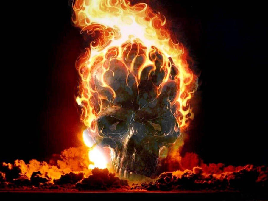 Skull On Fire Background Wallpaper